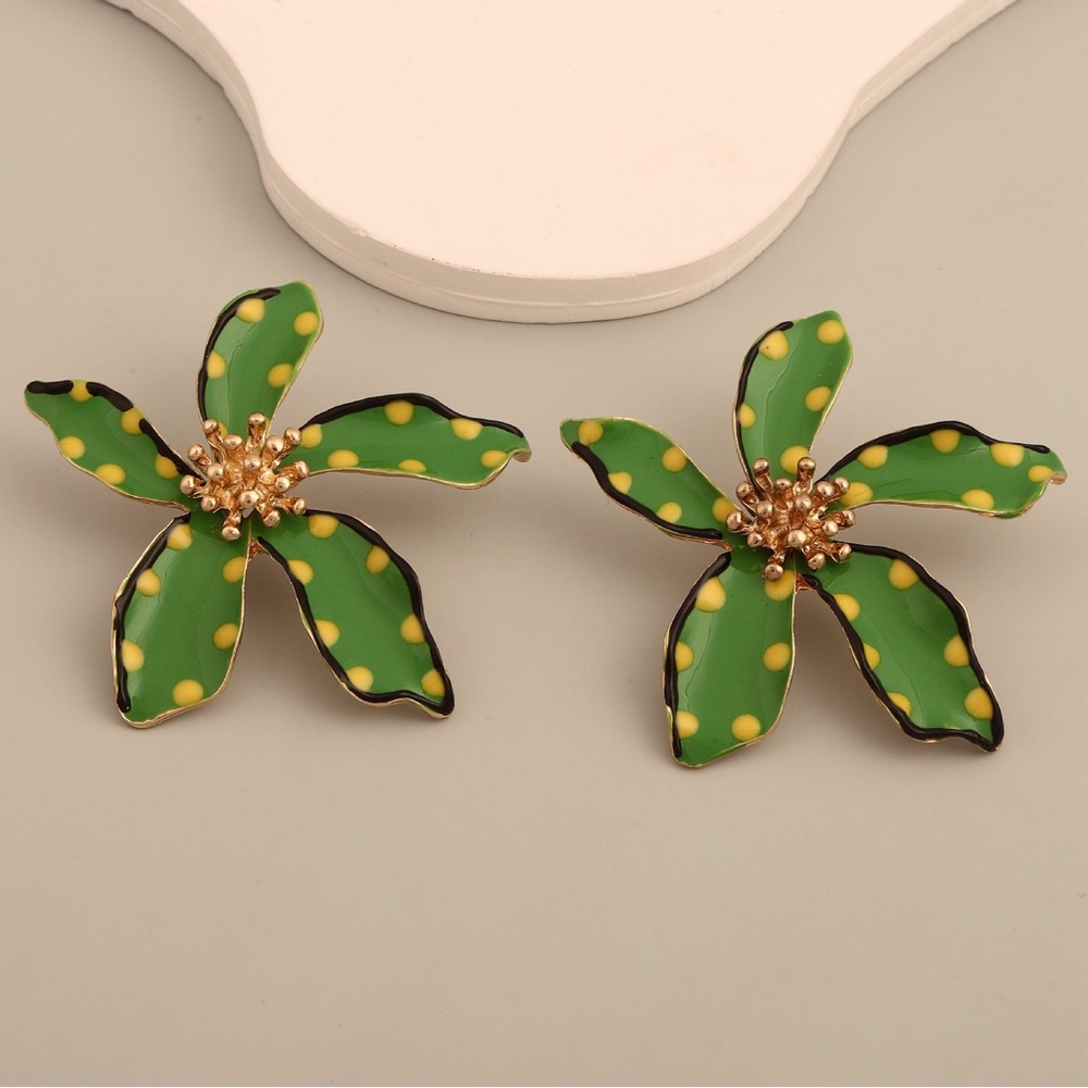 Vintage Green Earrings For Women Luxury Party Geometric French Elegant Jewelry